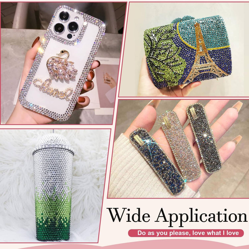 Resin jelly rhinestones decorating accessories, including a phone case and cup