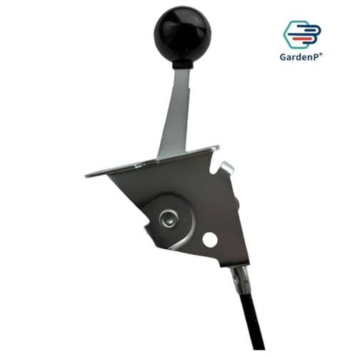 Throttle control cable with black knob and metal bracket, black cable housing