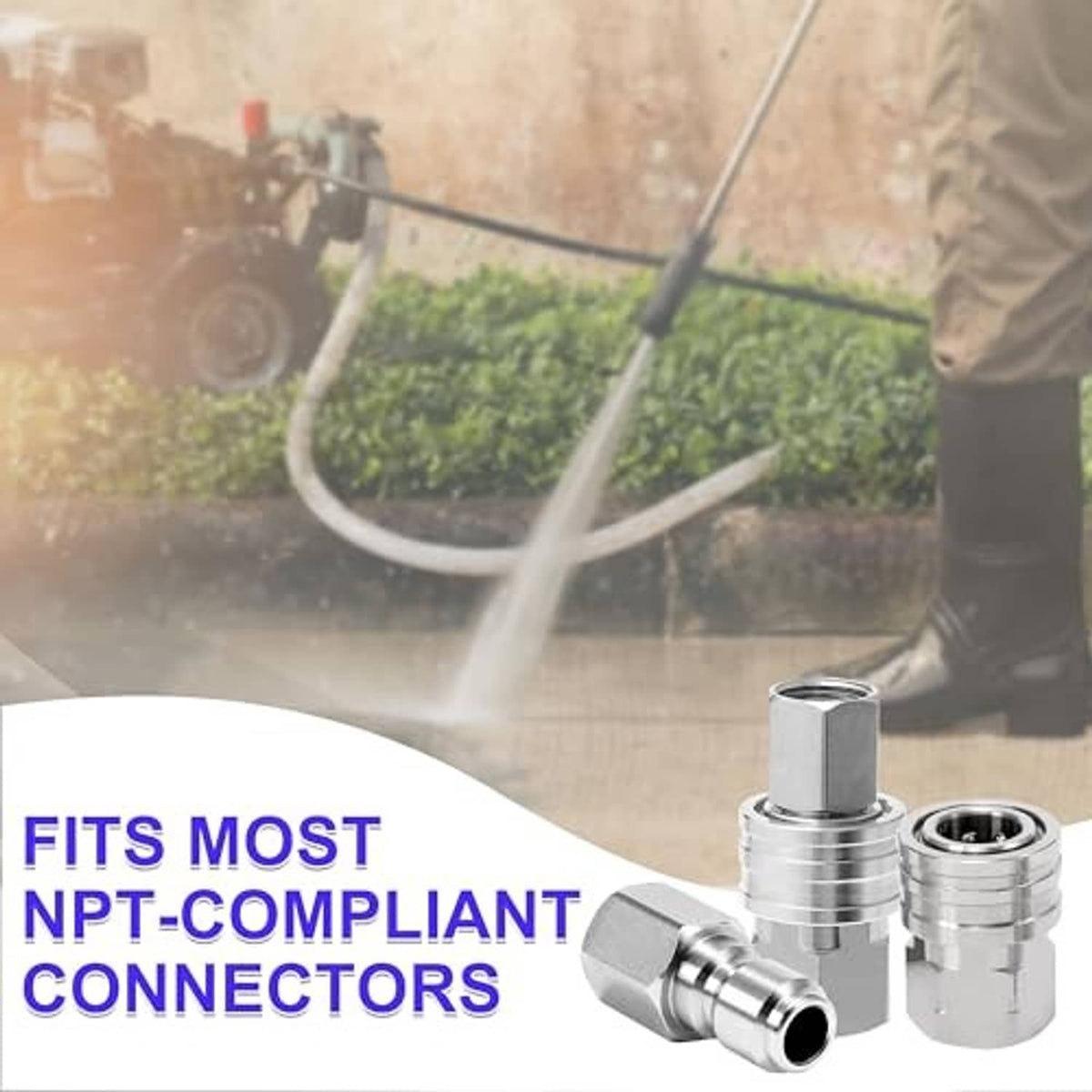 Stainless steel quick-connect adapters with 3/8 NPT compliant connectors