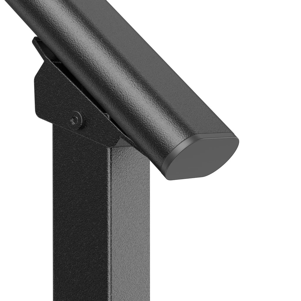 Iron handrail end cap and mounting bracket, dark gray finish