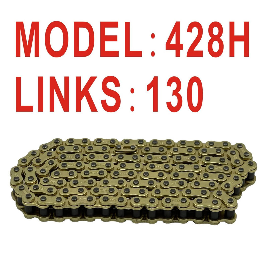 Gold motorcycle roller chain, 130-link loop