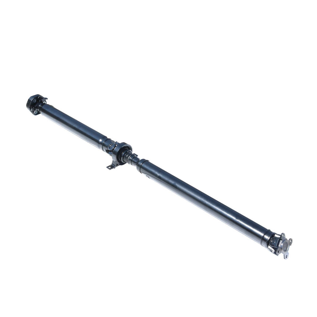Rear propeller drive shaft with universal joint and mounting brackets, dark blue steel