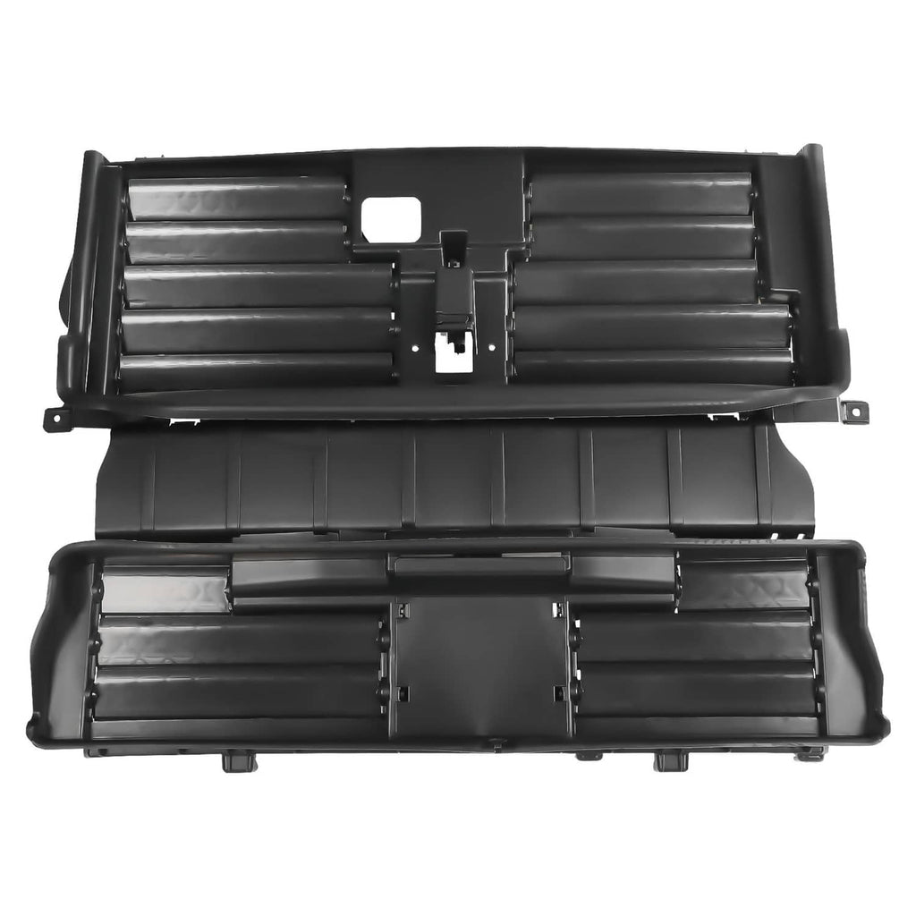 Active grille shutter motor assembly with black dual shutter louvers, front grille insert