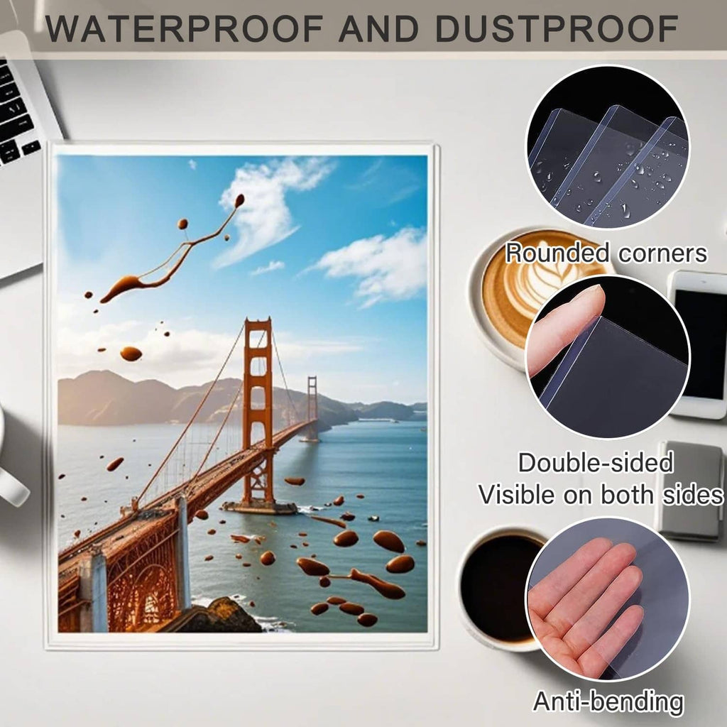 Clear waterproof, dustproof rigid card sleeve with rounded corners and anti-bending design