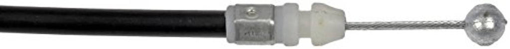 Hood release cable end with metal clip, white insulator, and ball stud