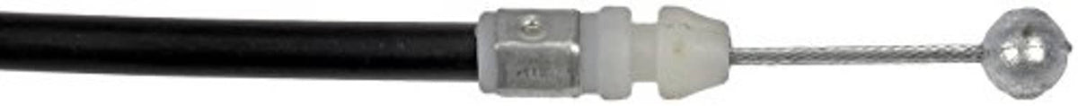 Hood release cable end with metal clip, white insulator, and ball stud