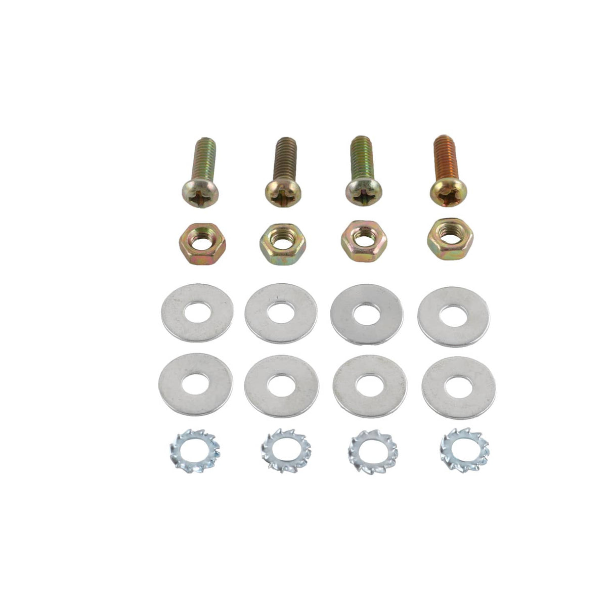 Door power window lift motor hardware set: screws, washers, and toothed lock rings