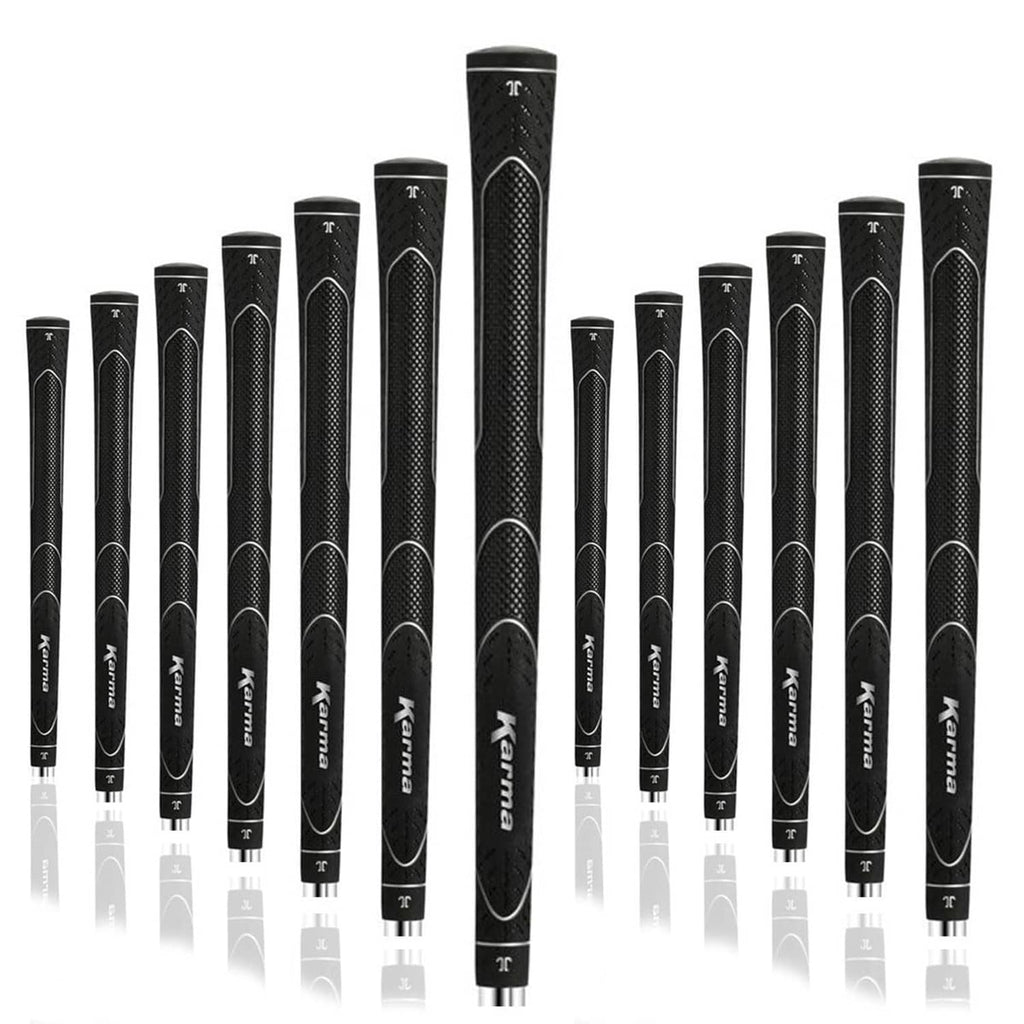 Black oversize golf grip set with 13 grips, textured pattern and branded ends