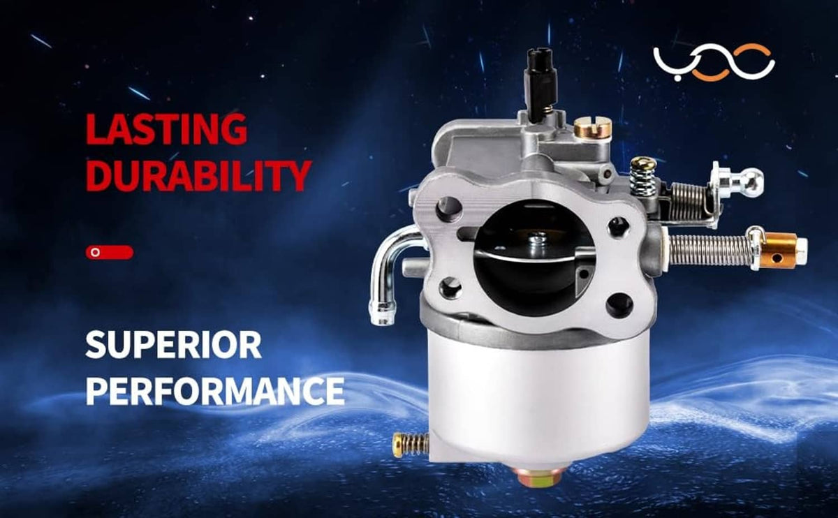 Carburetor with silver body and black intake, right-side throttle and fuel inlet