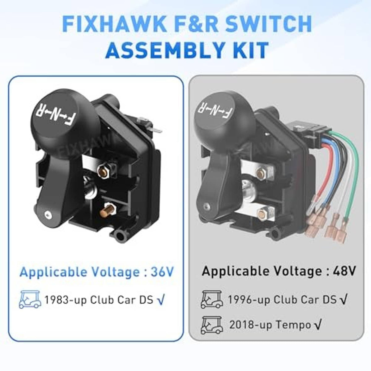 Forward and reverse switch assembly kit with black switch and wiring harness leads