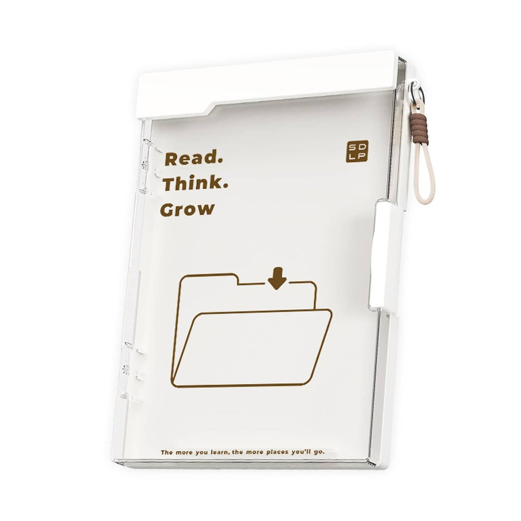 White reinforced clipboard with inner plastic folder and storage clip