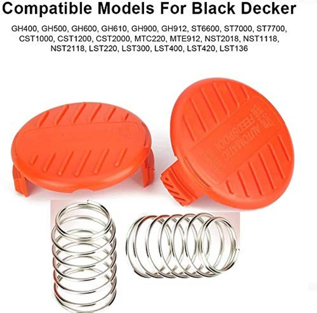 Orange spool cap with metal spring for replacement trimmer spool