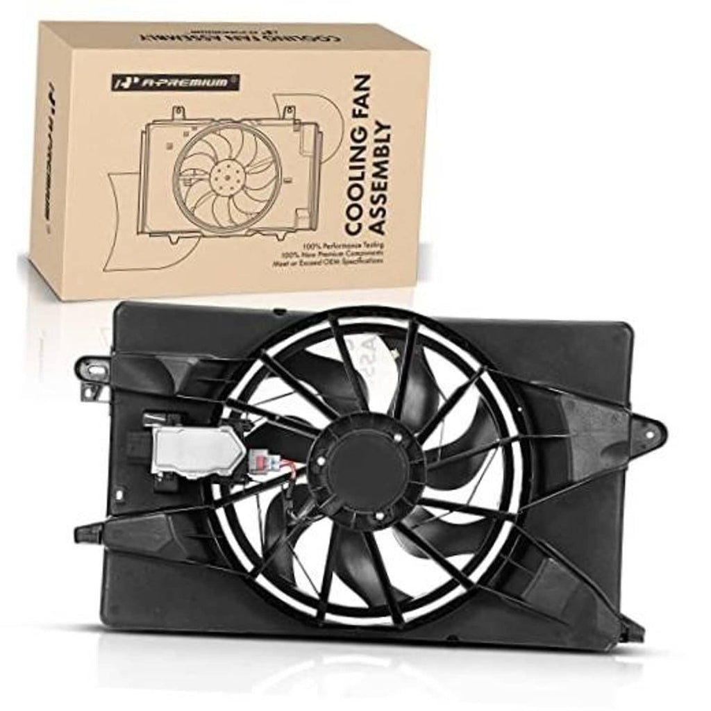 Radiator cooling fan assembly with black shroud and multi-blade fan