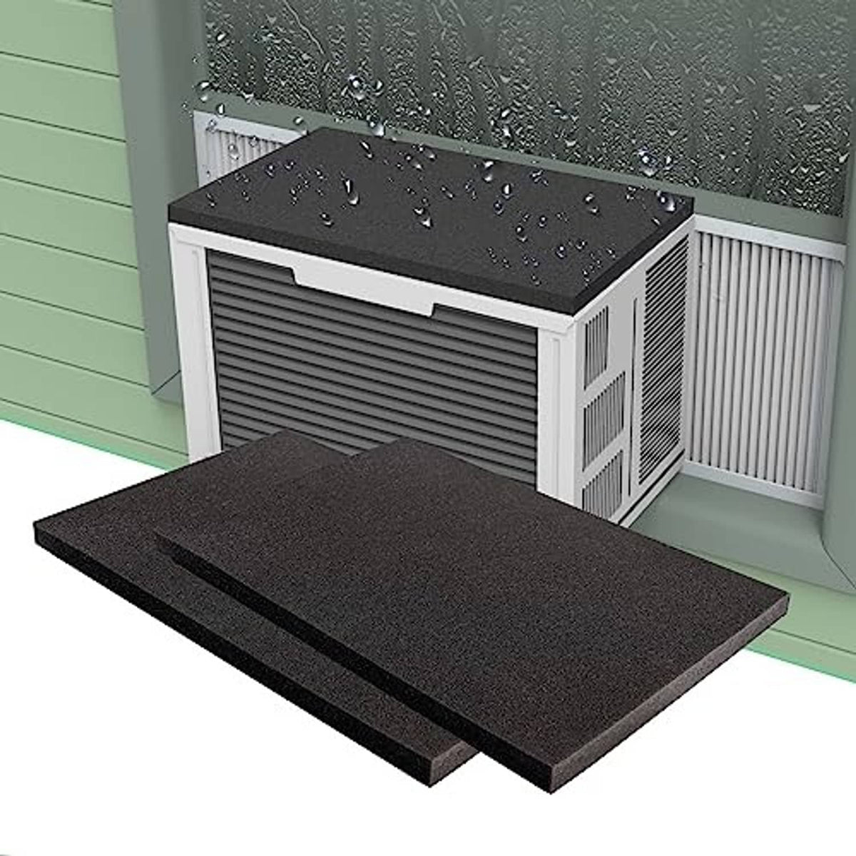 Black window air conditioner drip cushion with raised textured top and layered edges