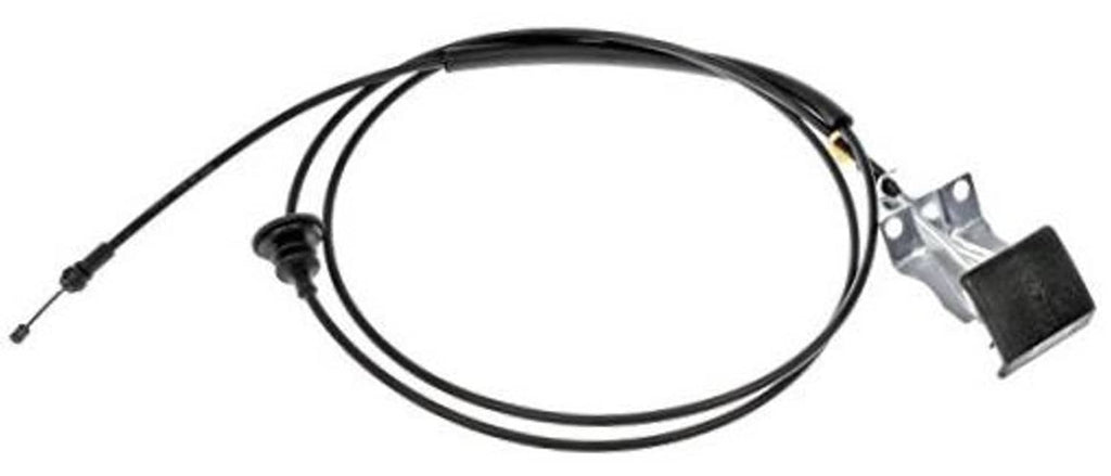 Hood release cable assembly with black wire and metal mounting bracket