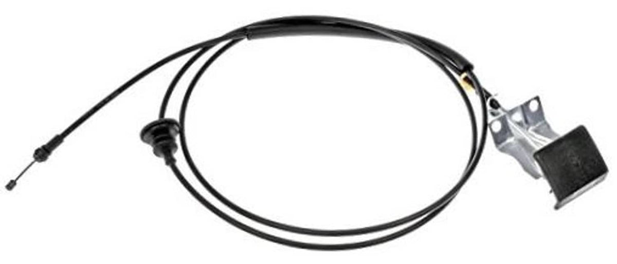 Hood release cable assembly with black wire and metal mounting bracket