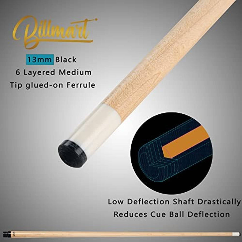 Light wood pool cue tip with black tip and white ferrule