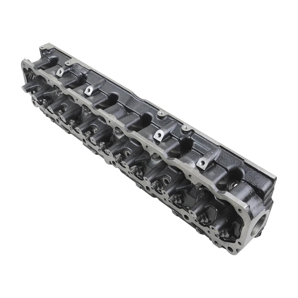 Cylinder head underside with oil/port channels and mounting rails