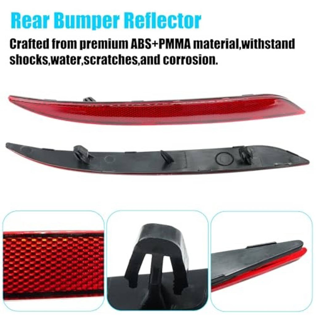 Red rear bumper reflector with black mounting base and clips, close-up set
