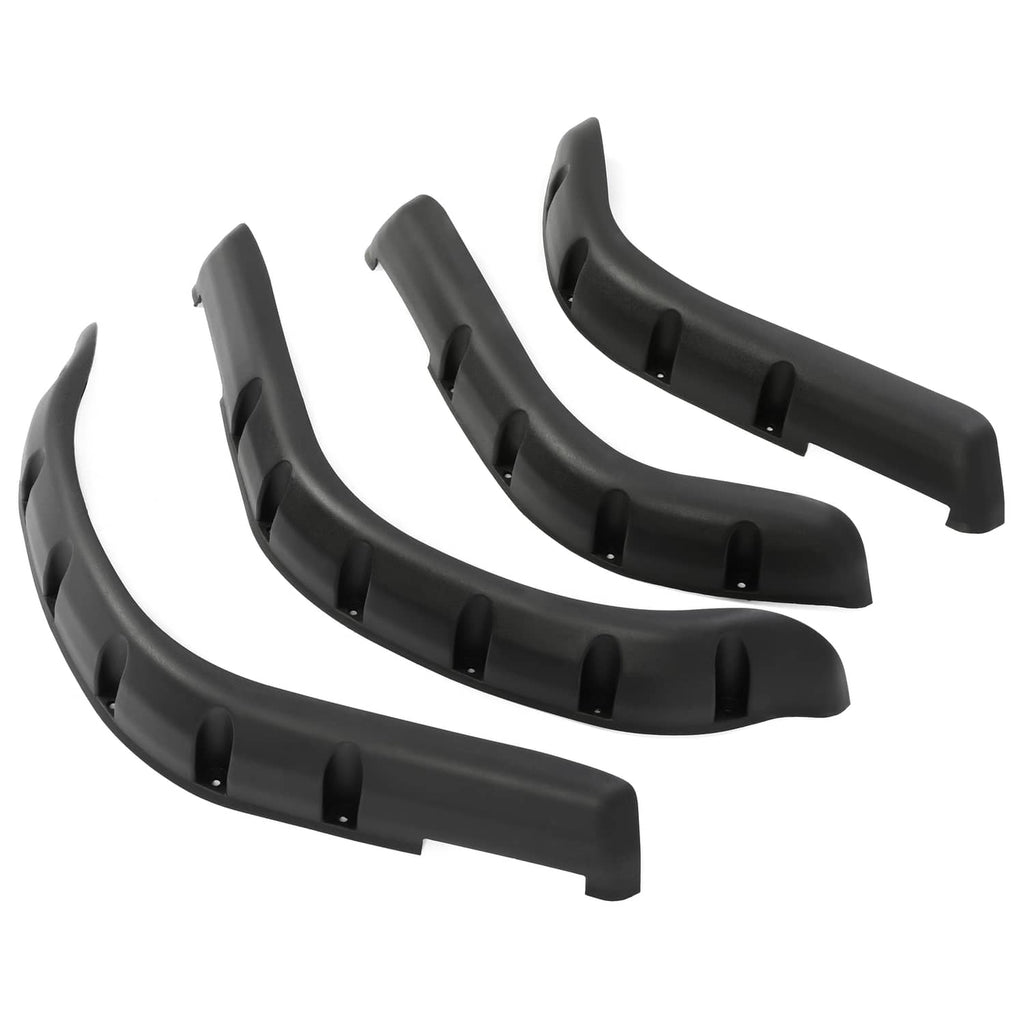 Black fender flare guards with mounting tabs, curved set of four