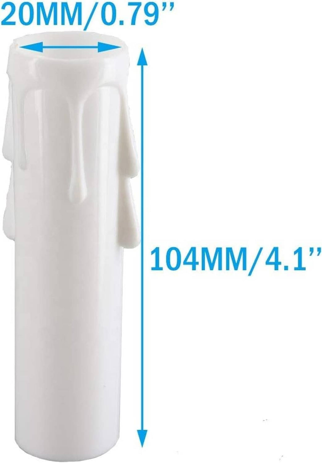 White E12 candle sleeve socket cover, 4.1 in tall, 20 mm top width