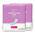 Amazon Basics women's bladder control pad pack, purple package with two pad bundles