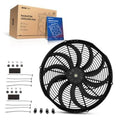 Black 16-inch radiator cooling fan with circular grille and center hub