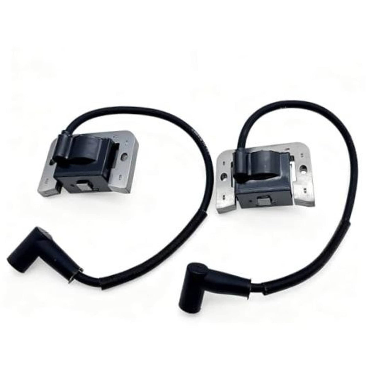 Set of two digital ignition modules with black coil housings and wire leads