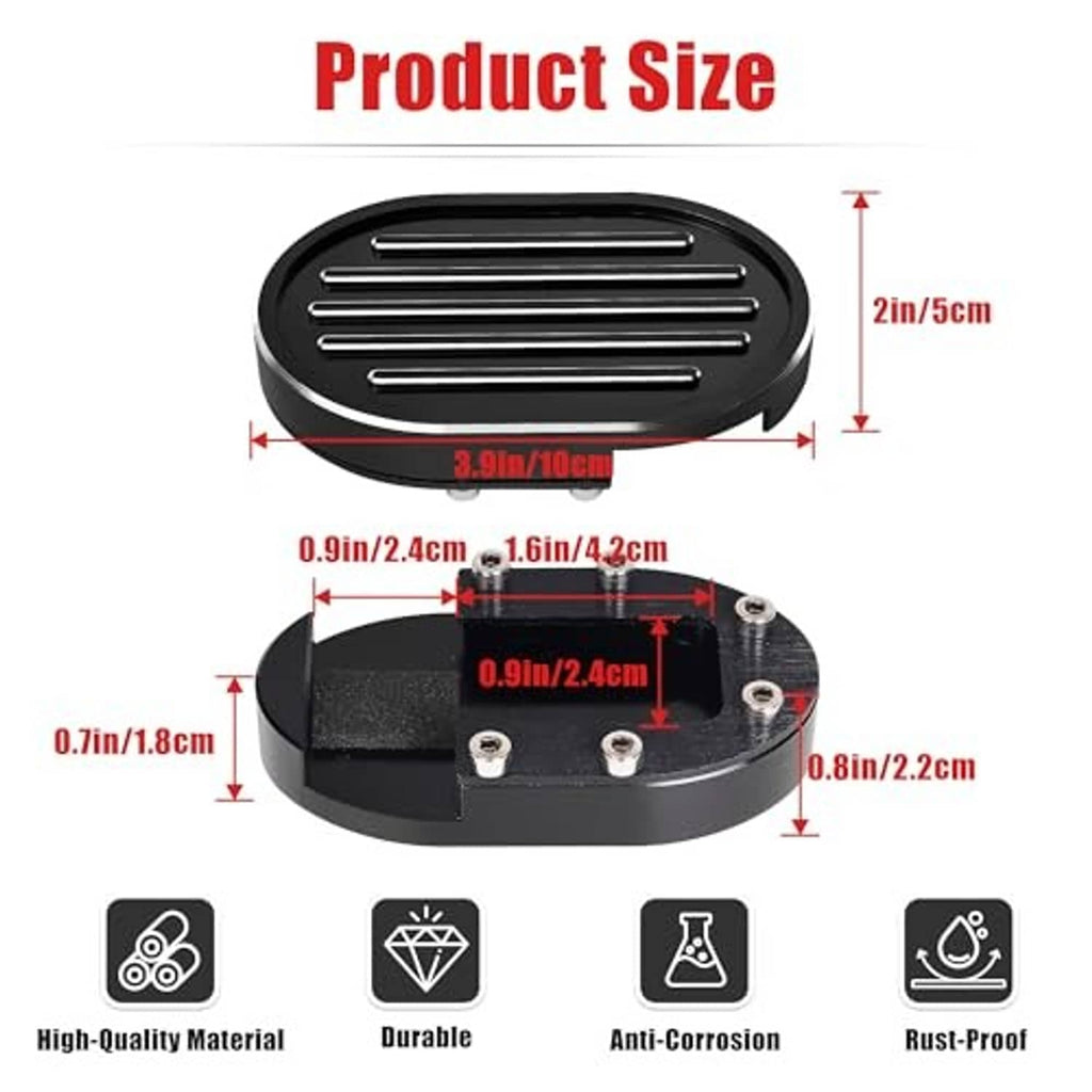 Black oval brake pedal pad cover with two mounting holes and silver groove lines