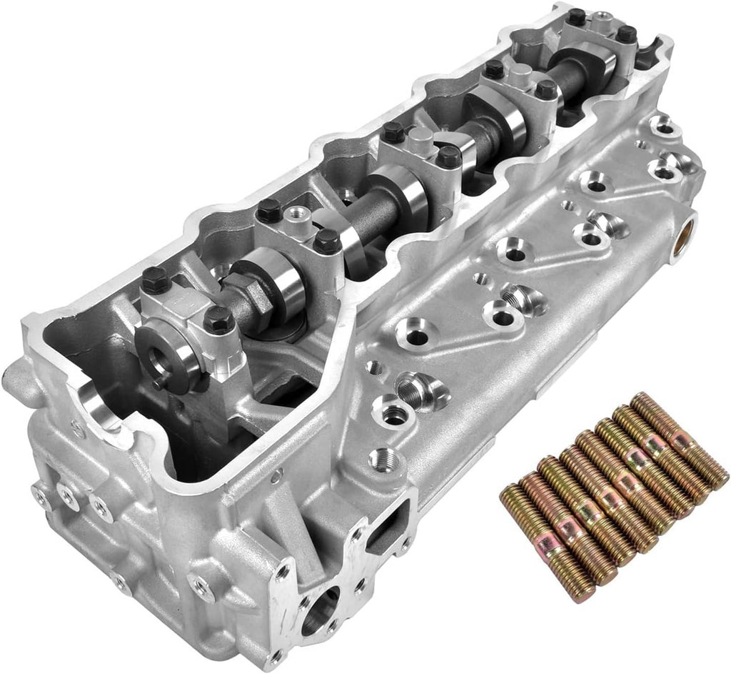 Cylinder head assembly with camshaft and valves, plus threaded stud set