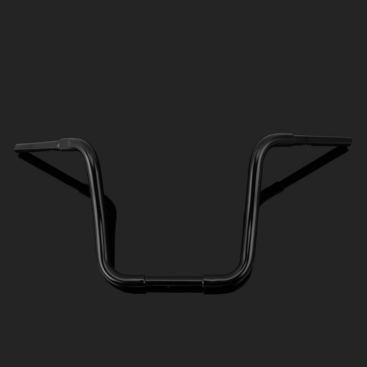 Black ape hanger handlebar silhouette with central U-bend and angled shoulders