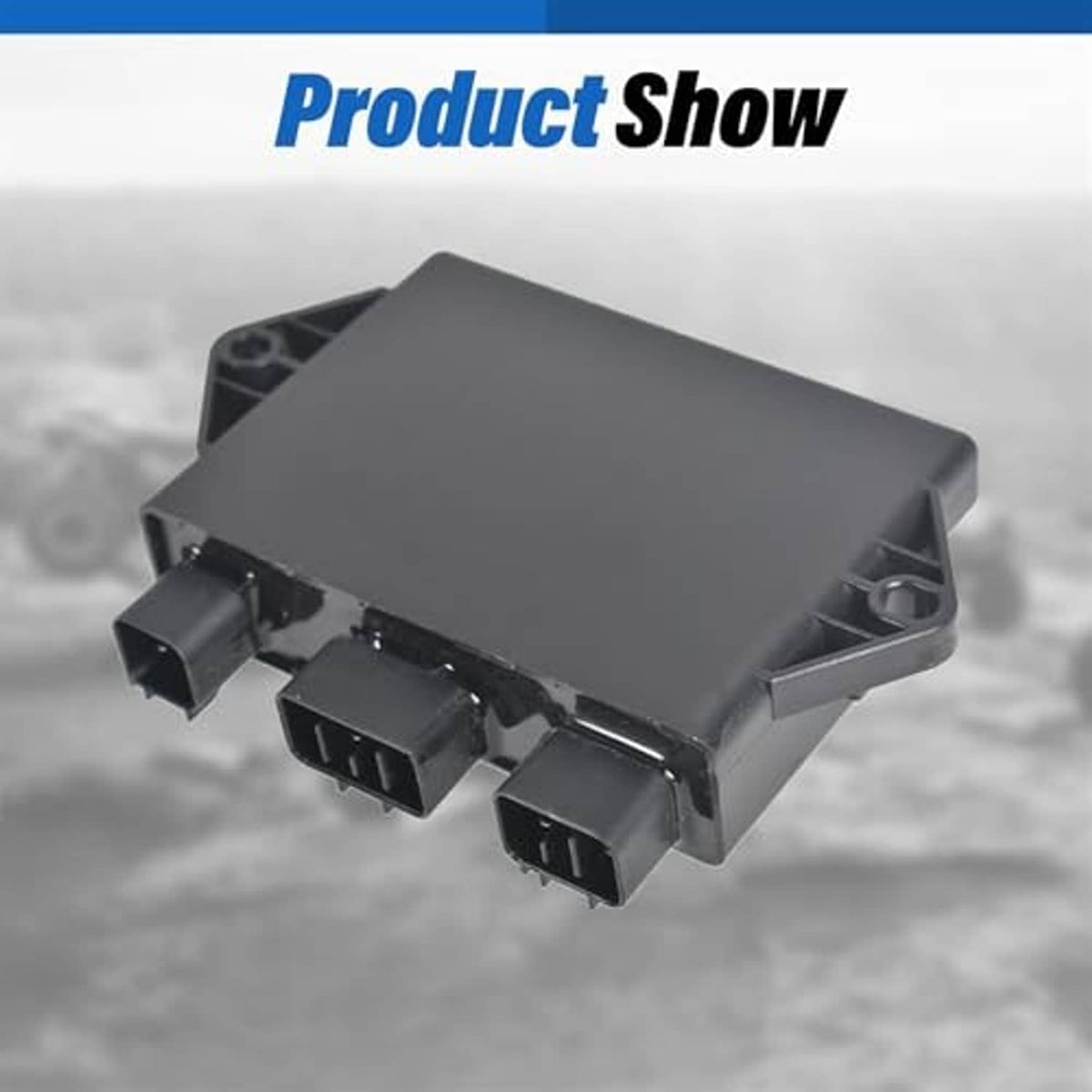 CDI box unit with front and side connector blocks on dark gray/black enclosure.