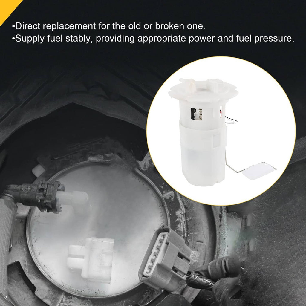 Fuel pump module assembly shown near fuel tank opening with wiring connector