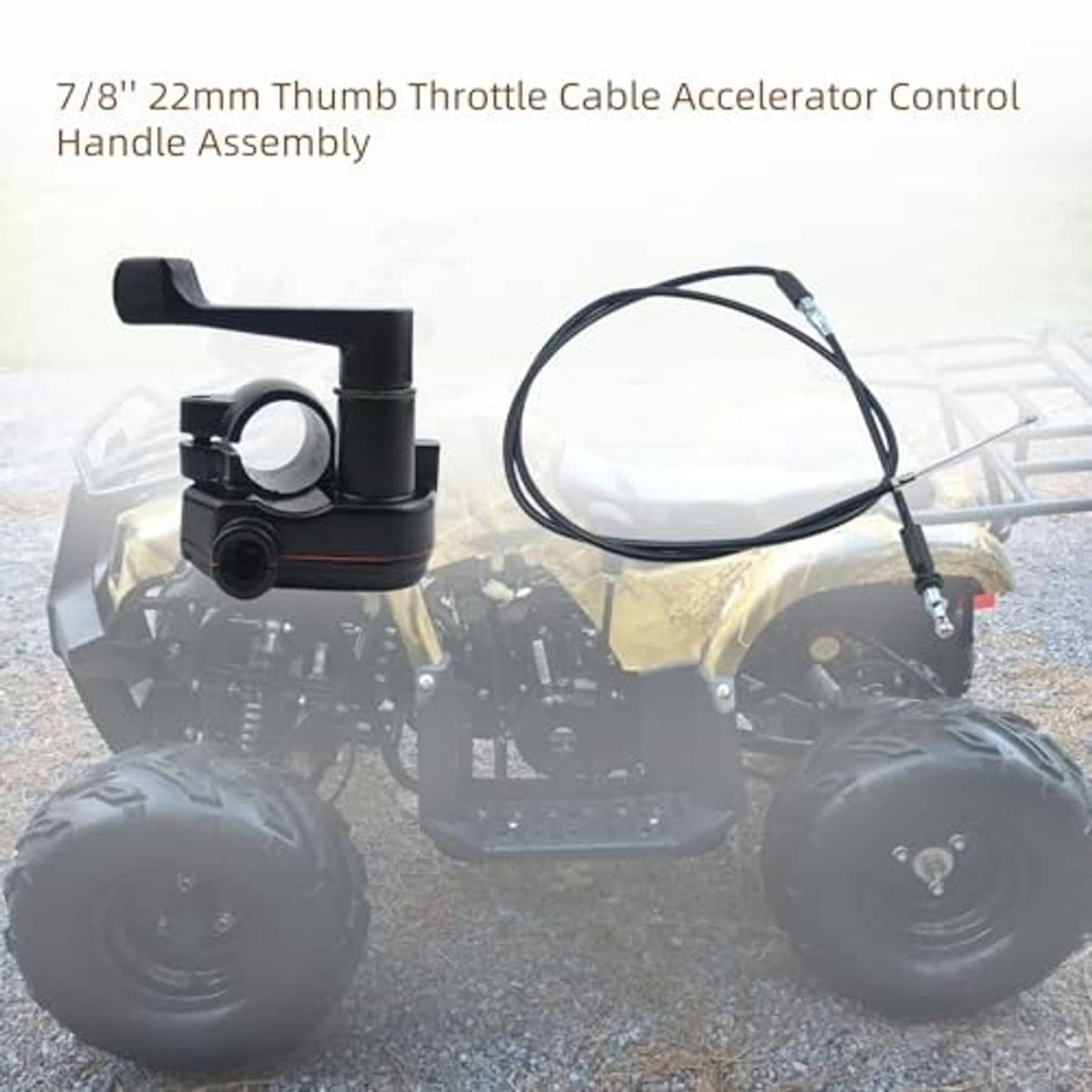 Black thumb throttle control handle with cable for 7/8-inch 22mm setup