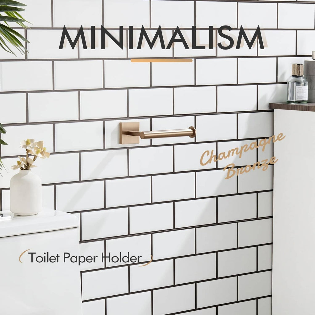 Wall-mounted vertical toilet paper holder, champagne bronze bar and backplate