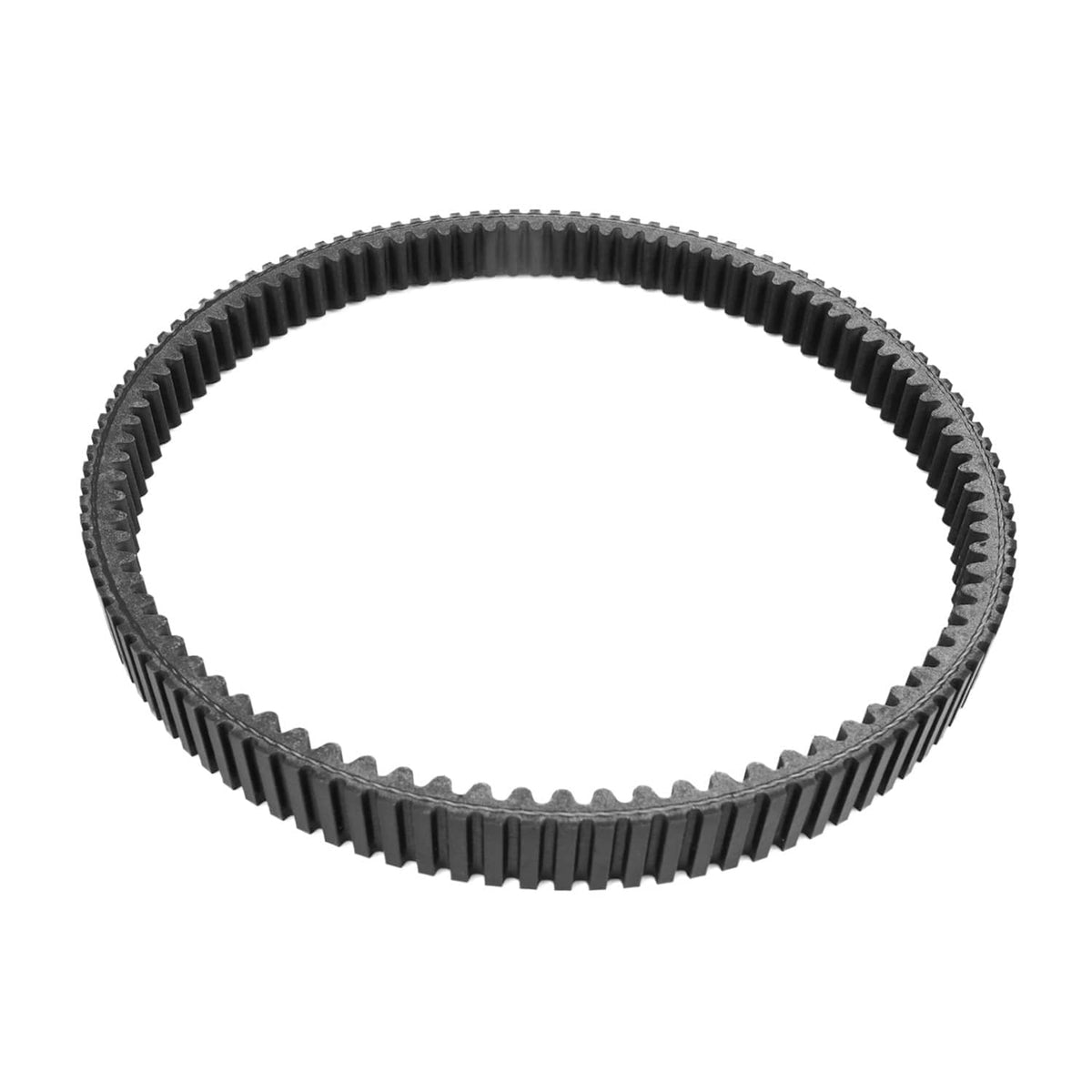 Heavy duty clutch drive belt, black ribbed loop with toothed outer edge