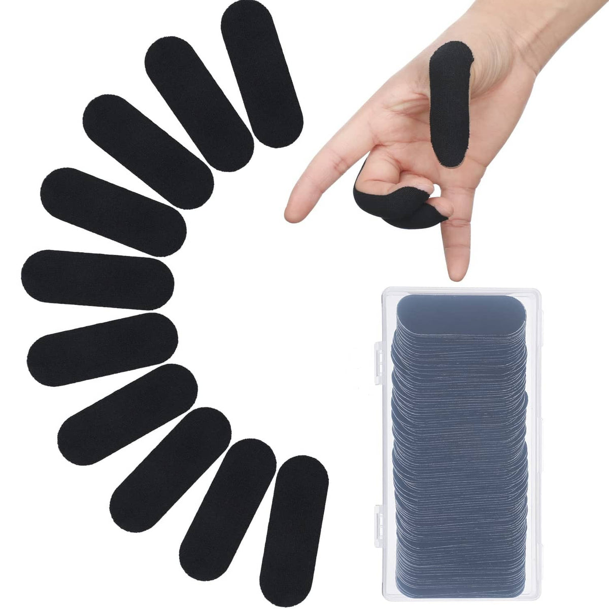 Civaner bowling thumb tape stickers, black oval pads and clear storage case