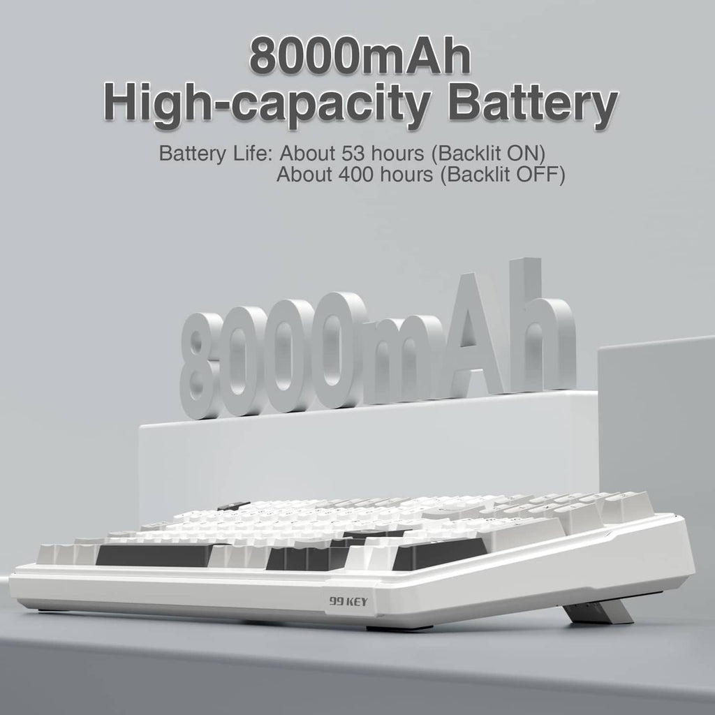 Mechanical keyboard side profile with white body and compact keycaps
