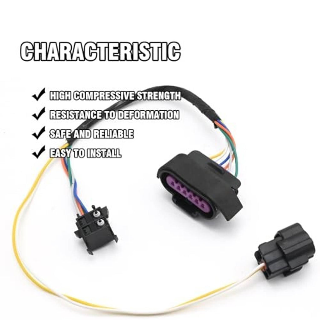 Door handle connector harness with black housing and purple multi-pin connector