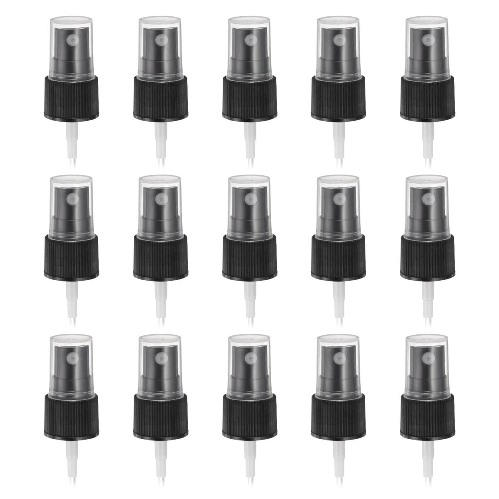 Set of black plastic fine mist spray tops with clear dip tubes (50 pcs)