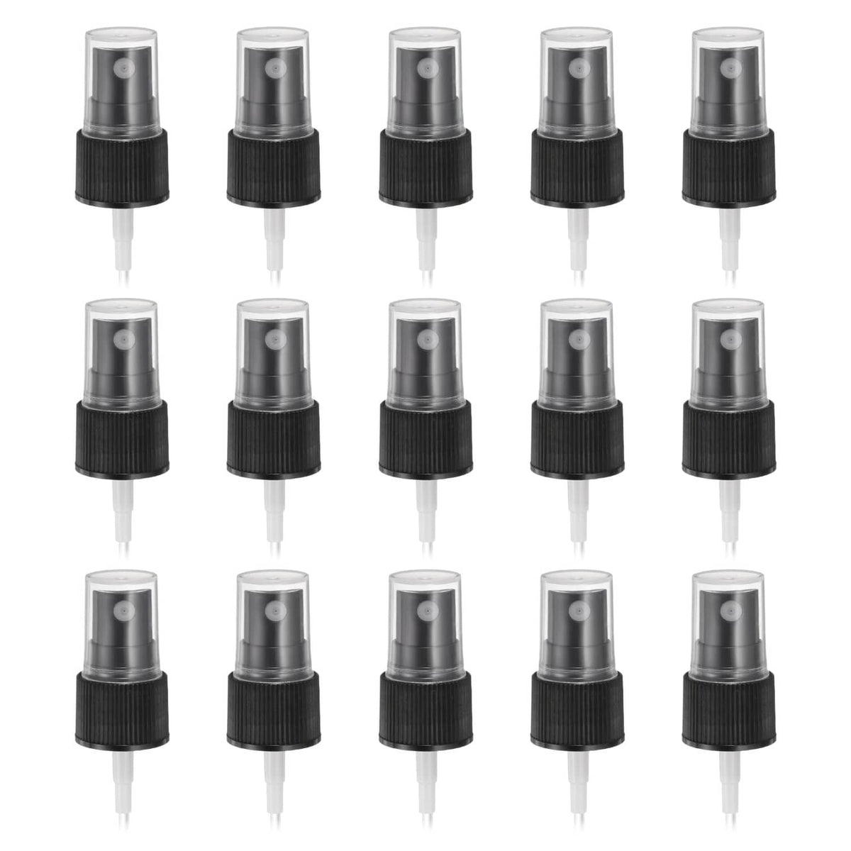 Set of black plastic fine mist spray tops with clear dip tubes (50 pcs)
