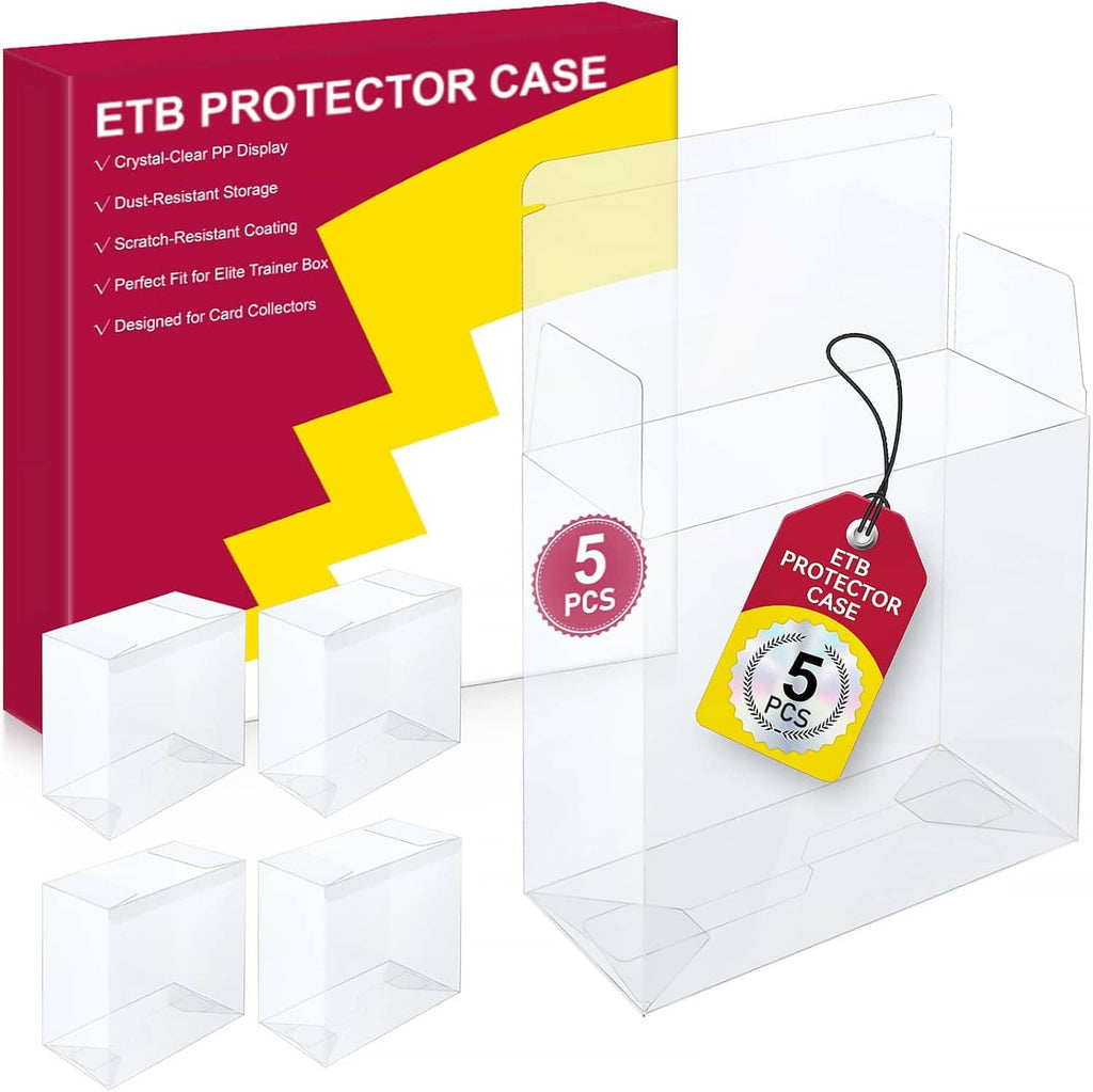 Clear ETB protector case set with 5 pcs hang tag and four small cases
