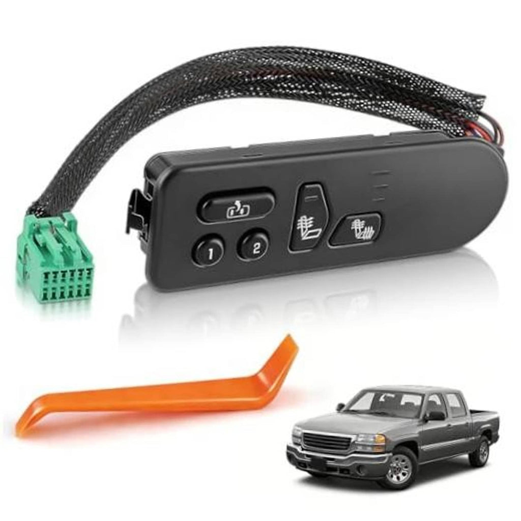 Driver side heated seat switch with cable and connector, black control panel