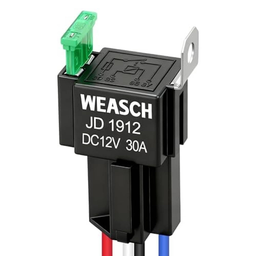 4-pin SPST fuse relay switch with green terminal and metal mounting bracket (WEASCH JD1912)
