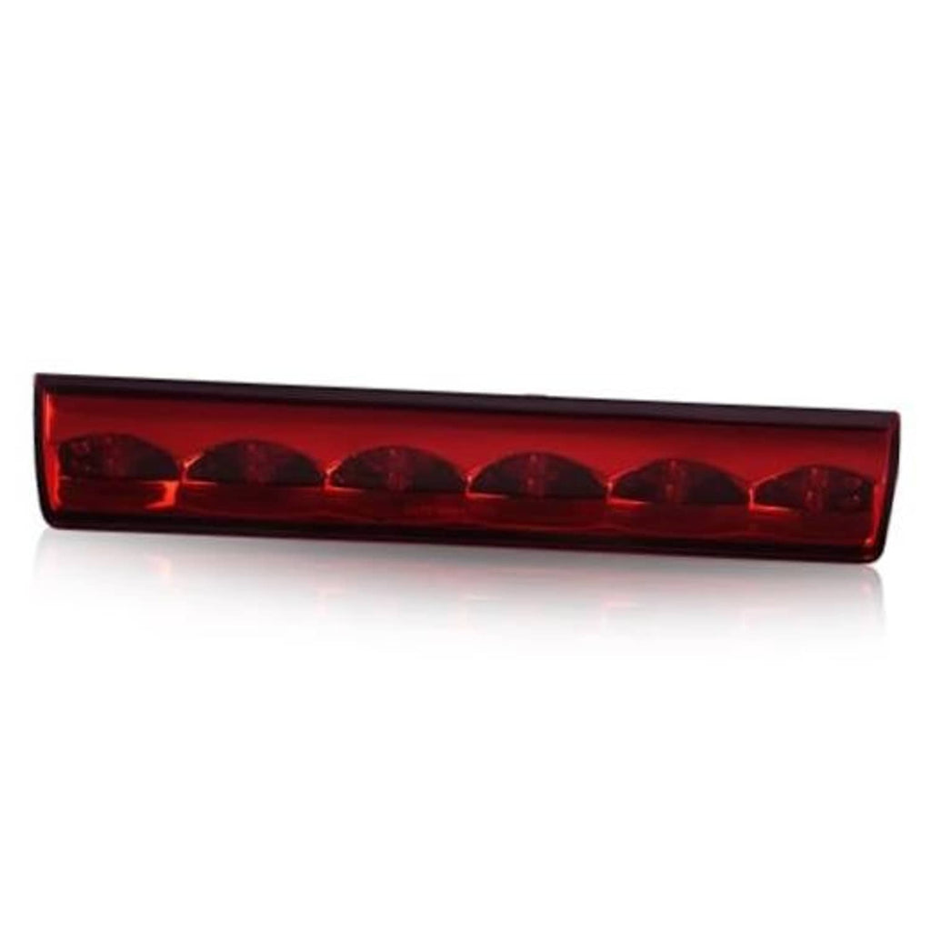 LED 3rd brake light bar with red lenses, angled front view