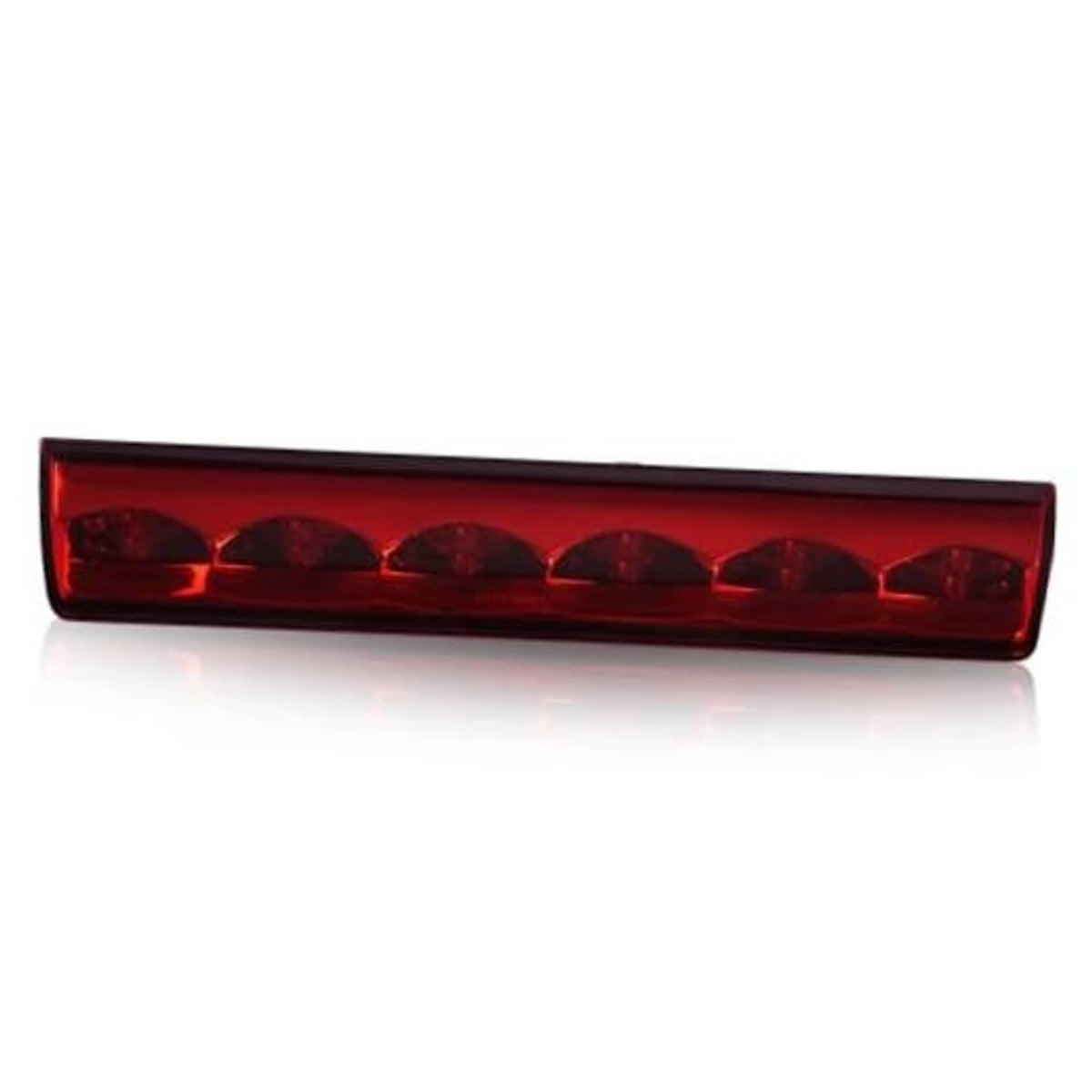 LED 3rd brake light bar with red lenses, angled front view