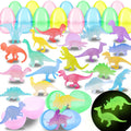 Dinosaur figure toy set with pastel glow eggs and multicolor dinosaur figures