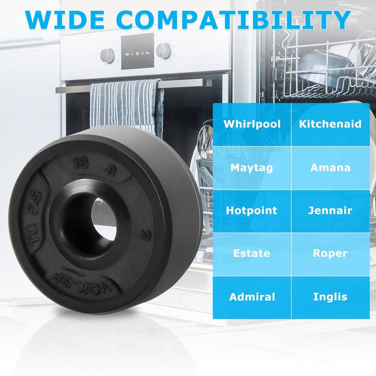 Black diverter valve seal with center hole, round rubber grommet