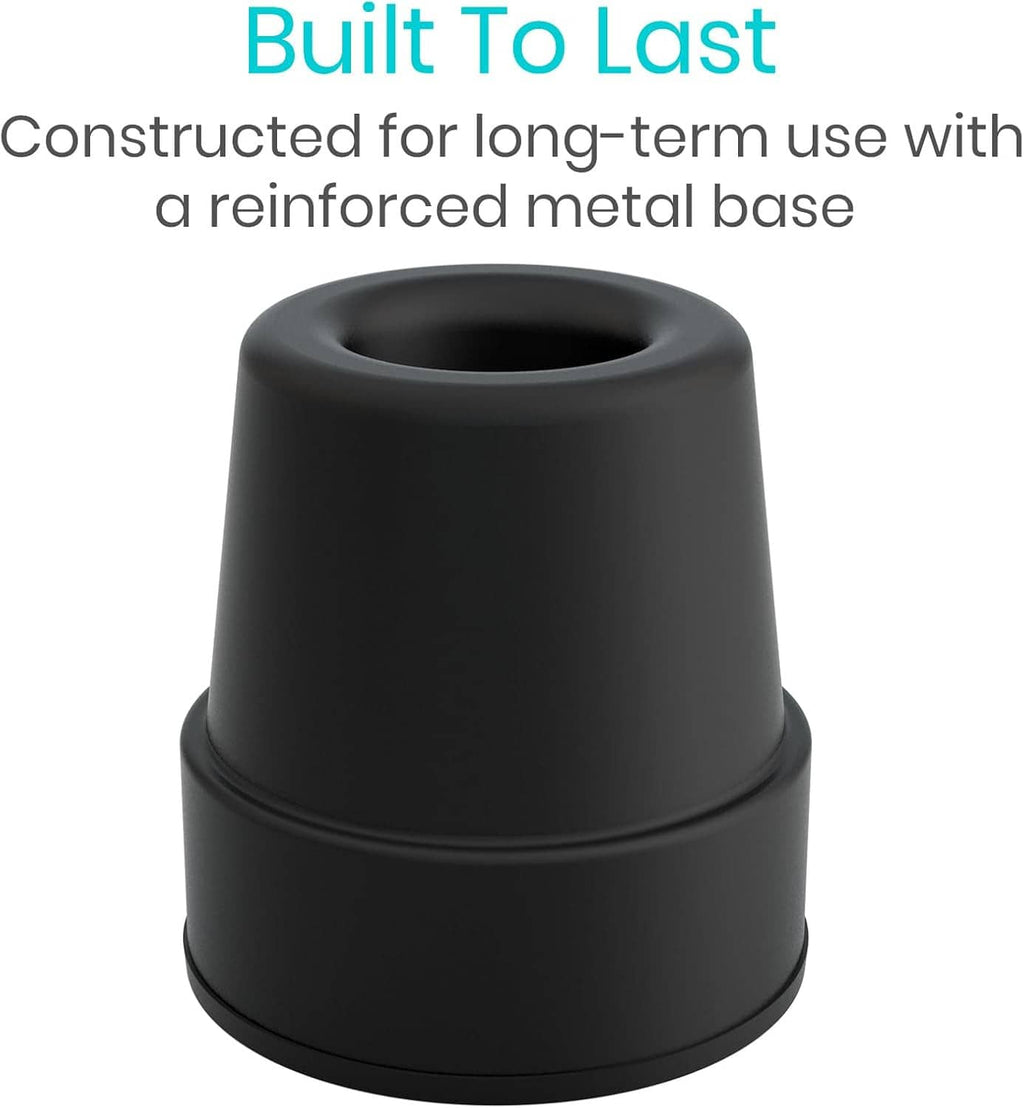 Single black reinforced rubber quad cane tip replacement