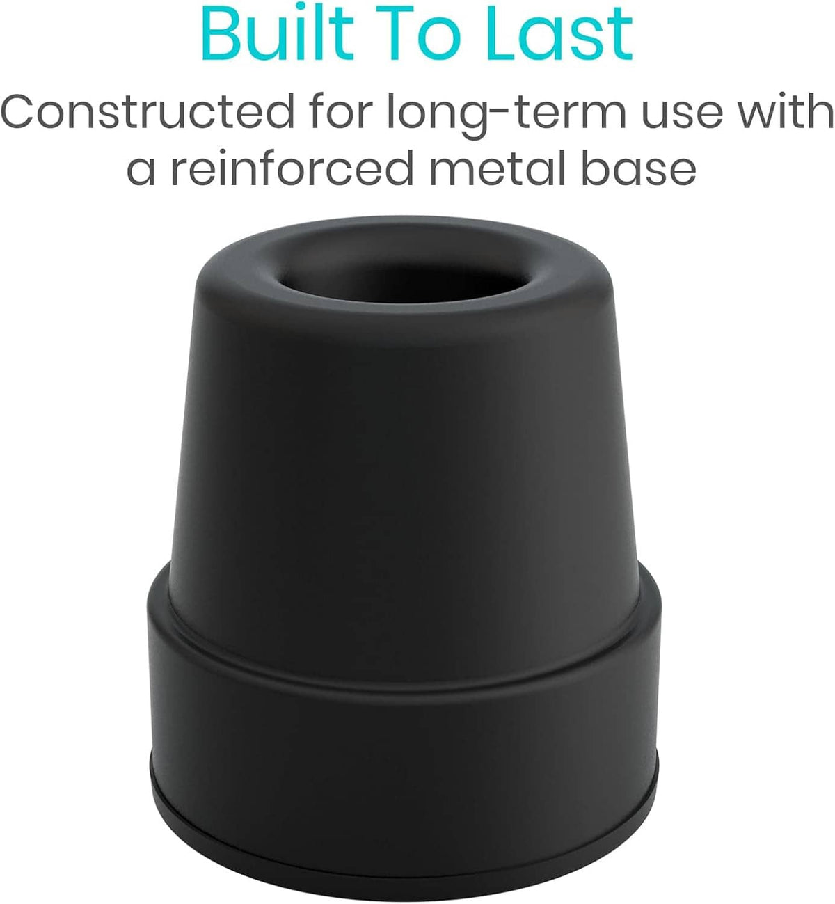 Single black reinforced rubber quad cane tip replacement